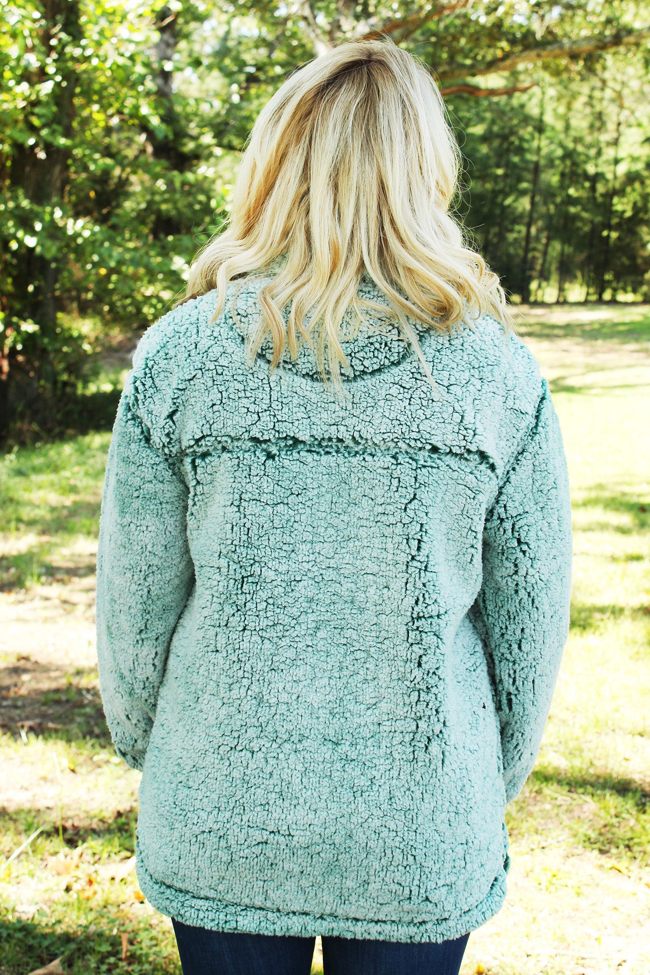 mint green sherpa pullover