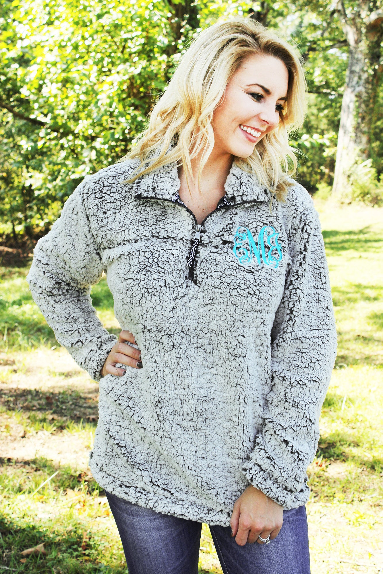 personalized sherpa pullover