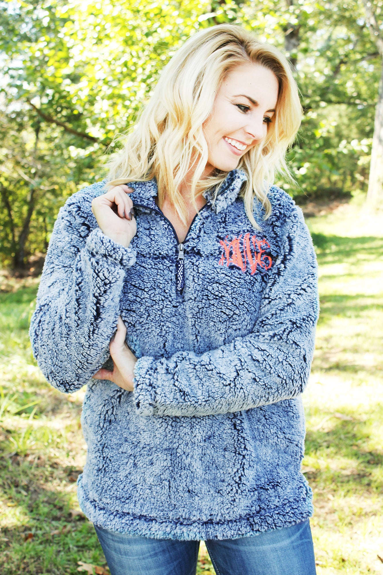 personalized sherpa pullover