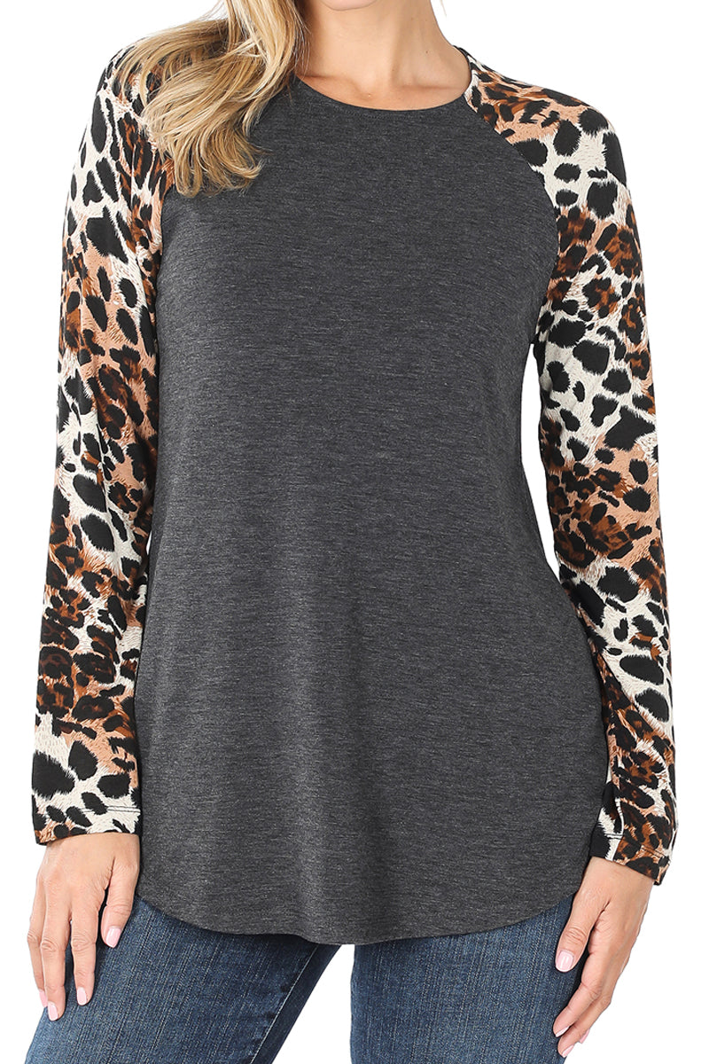 leopard sleeve raglan