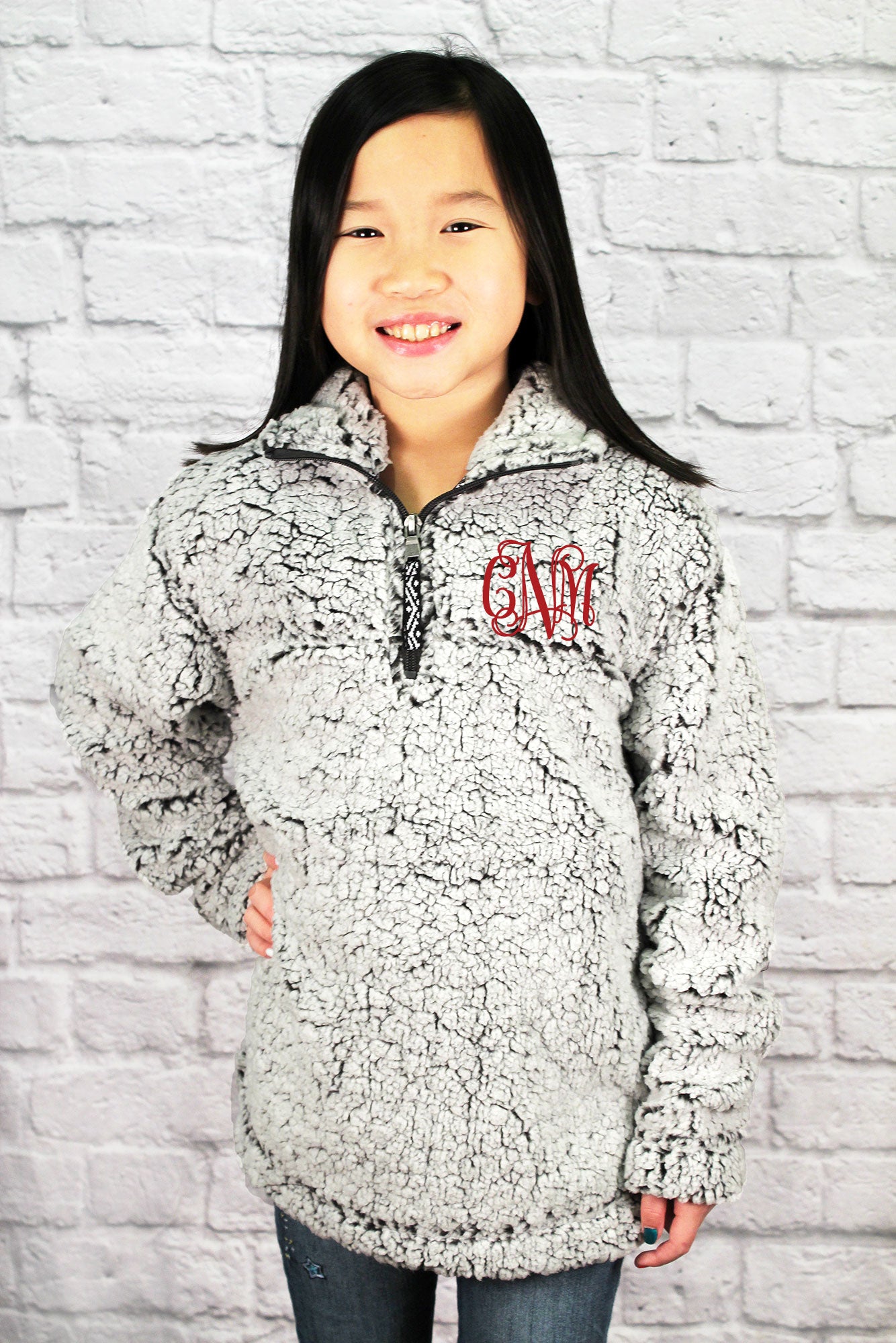 sherpa pullover with initials