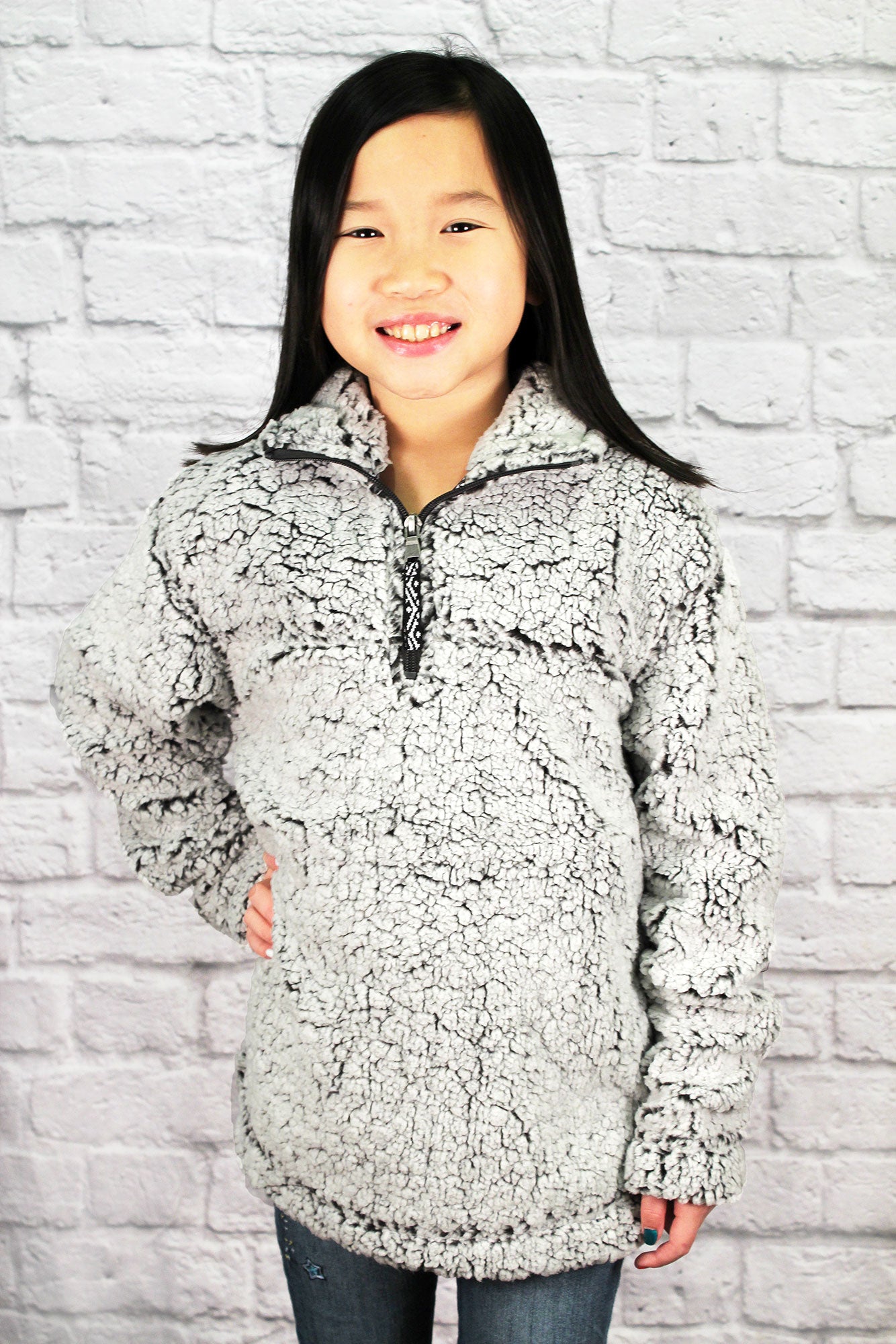 youth monogrammed sherpa pullover