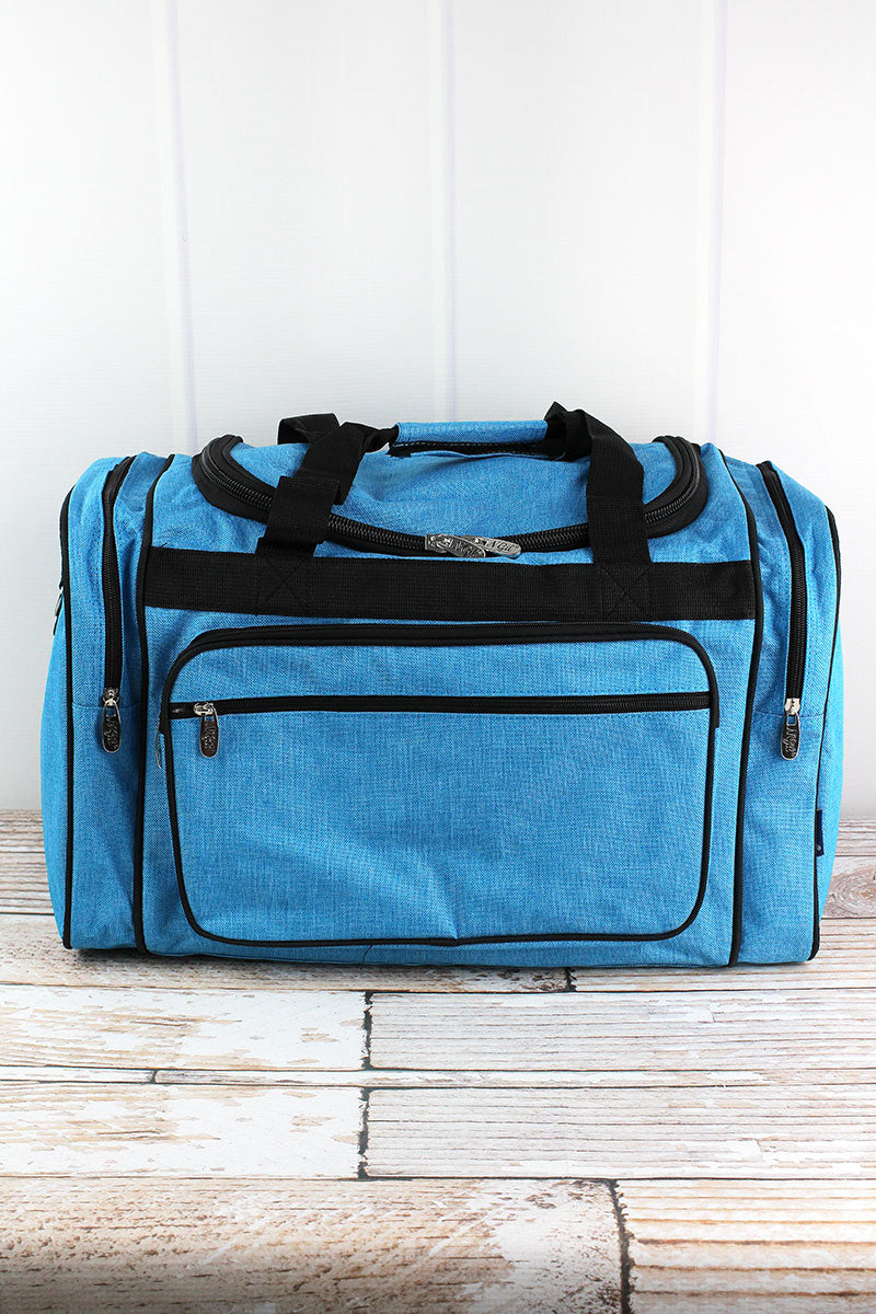 turquoise duffle bag