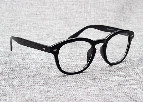 Gafas tipo Moscot Johnny Depp armazón negro brilloso lentes transparantes –