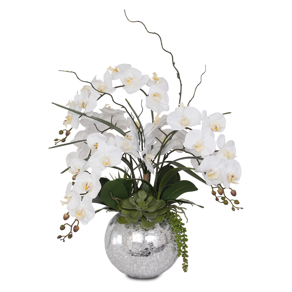 Faux Roses Orchid Large Arrangement in Glass Vase – Flovery