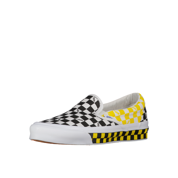 Vans Black Yellow Checkerboard Classic Slip Ons