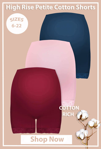 Maternity Anti Chafing High Rise Petite Cotton Shorts
