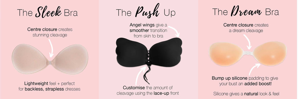 Wings Shape Reusable Push Up Gathering Strapless Bras Sticky Bra