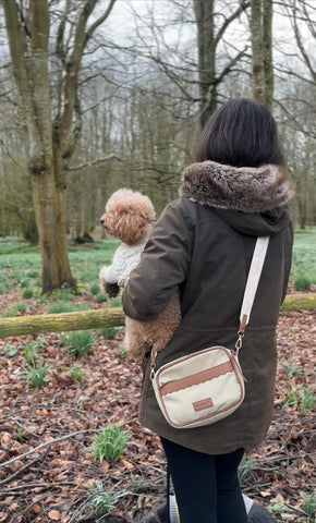 Luxury Dog Walking Bag Tan & Taupe by Teddy Maximus