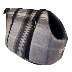 The Belgravia Adjustable Black Plaid Tweed Luxury Dog Carrier– Teddy Maximus