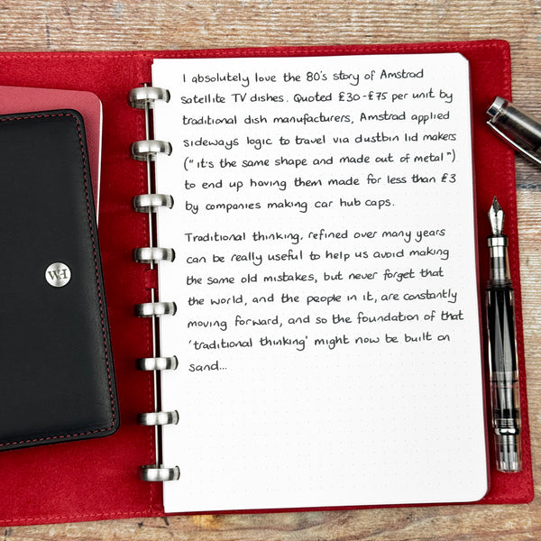 A handwritten page inside an open notebook