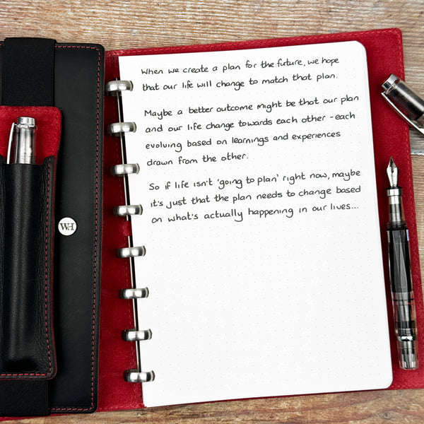 A handwritten page inside an open notebook