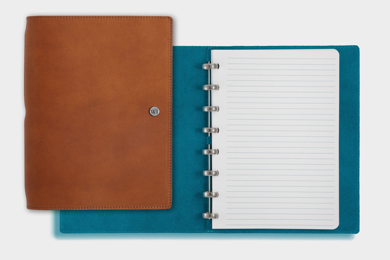 Luxury A5 Notebook - Tan Leather and Orange Suede - William Hannah Limited