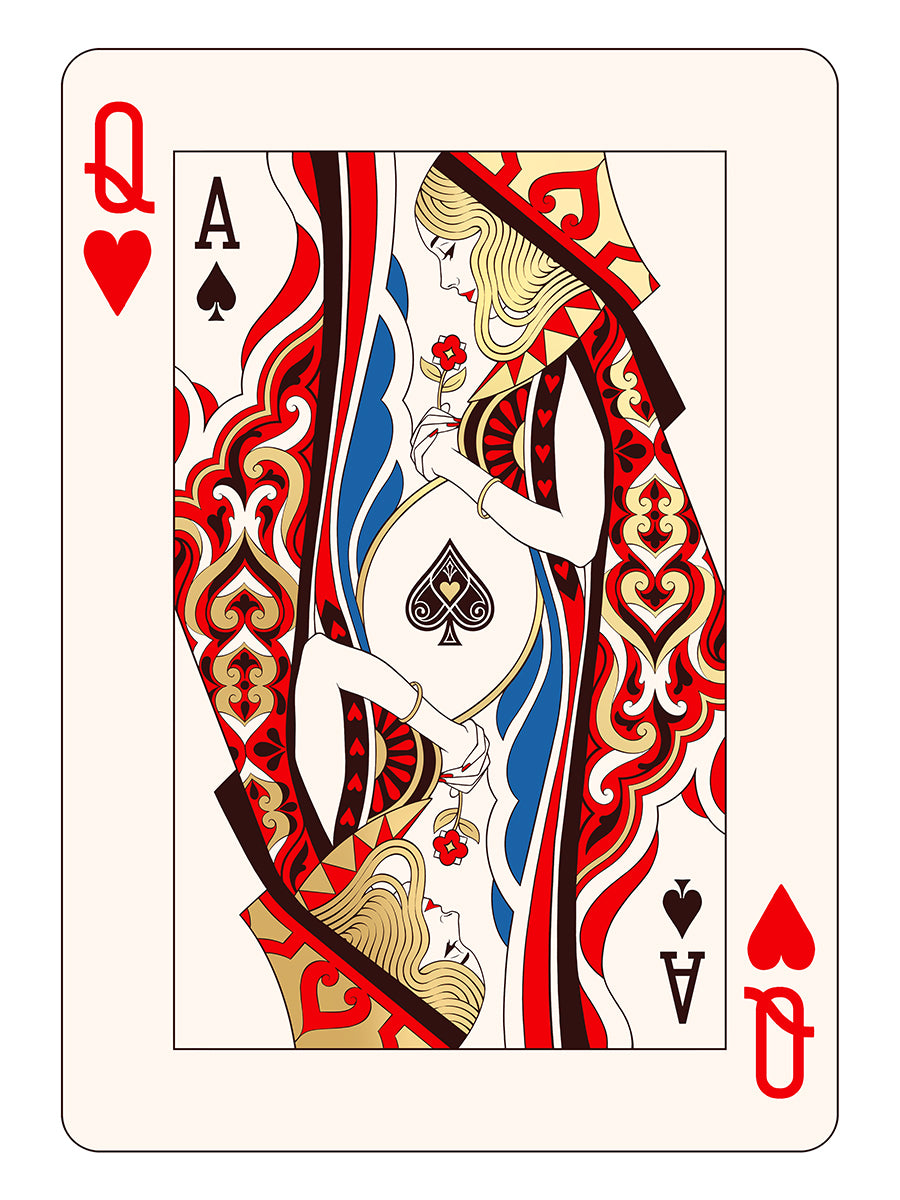 Mahdieh Farhadkiaei playing cards Black Dragon Press print Queen Ace