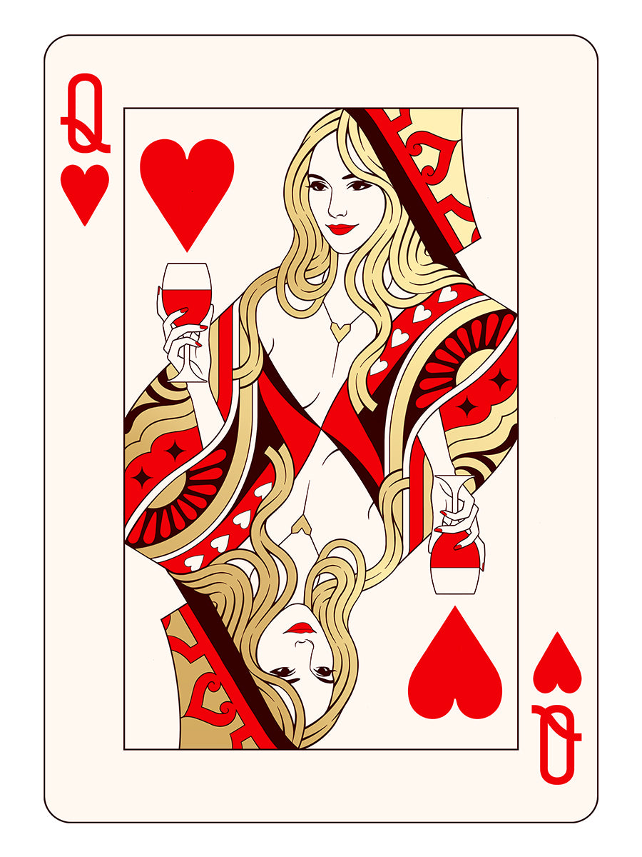 Mahdieh Farhadkiaei playing cards Black Dragon Press print Queen Hearts