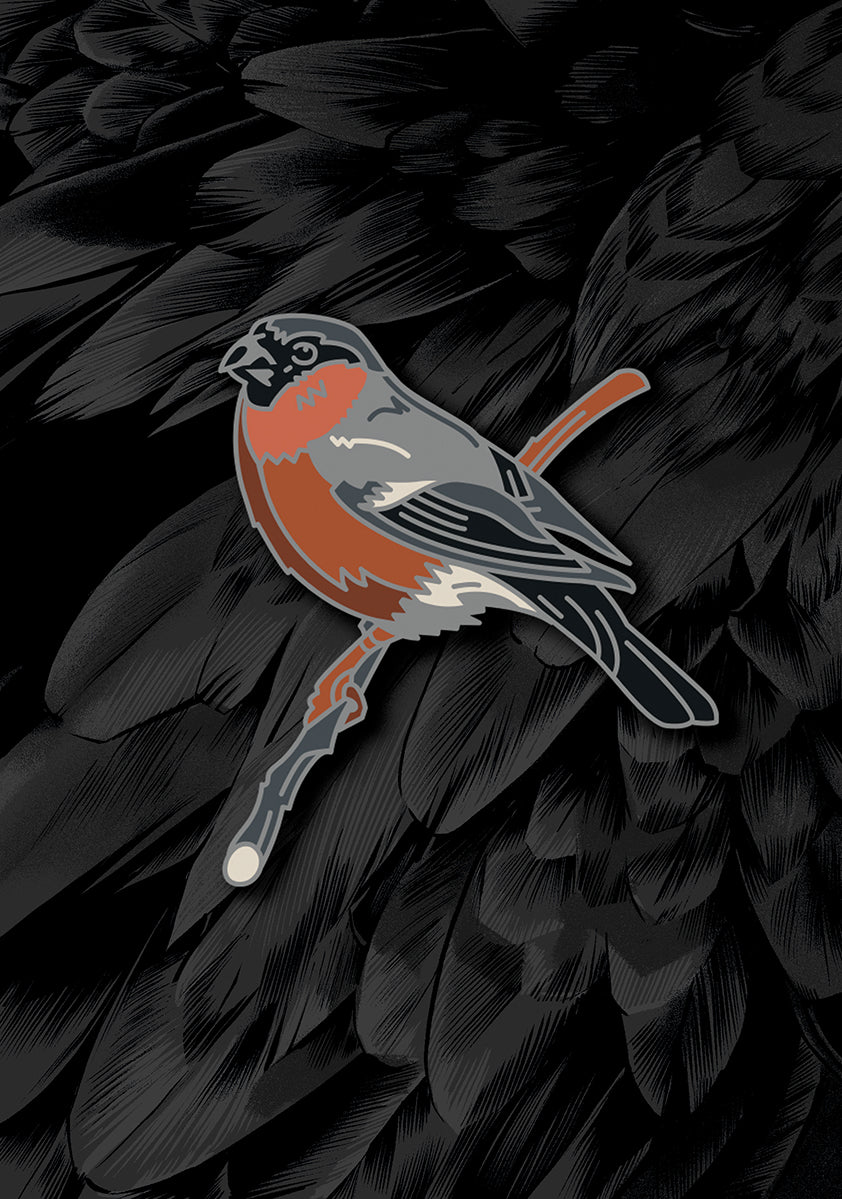 bullfinch enamel pin by vanessa foley