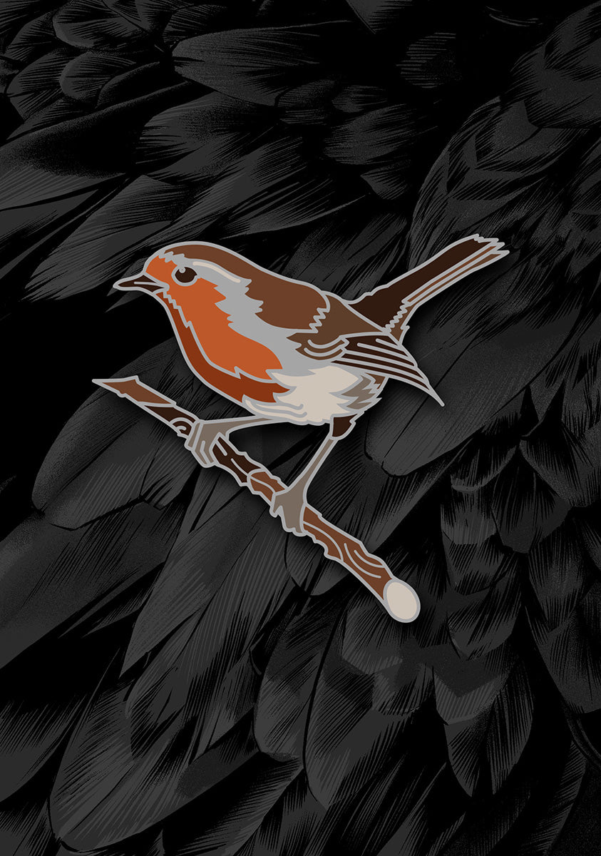 robin enamel pin