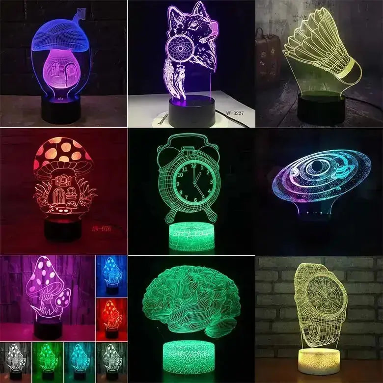 Lampe à télécommande avec LED colorées 3D et télécommande tactile pour bureau et chambre à coucher