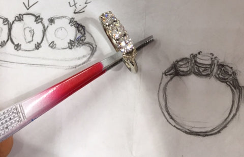 Custom Engagement Ring Reusing Family Diamonds by Rubini Jewelers