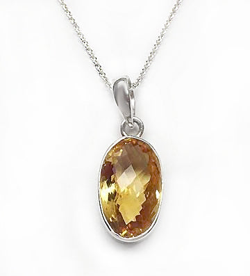 Sterling Silver Citrine Pendant on Chain at Rubini Jewelers