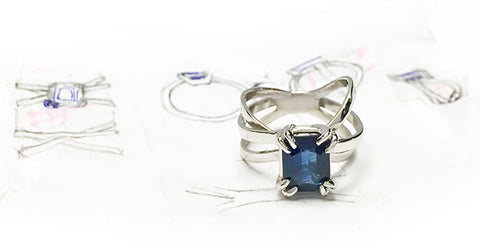 Layered Bands Platinum Sapphire Ring by Rubini Jewelers, 2