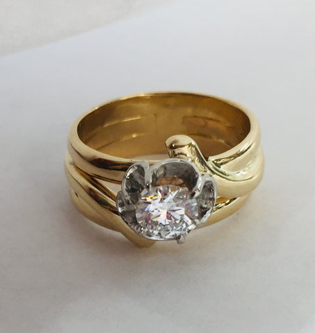 Original Vintage Collage Engagement Ring with Replacement Diamond