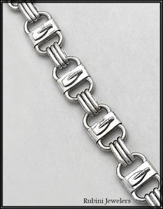 Solid Rectangles with Mini Blades Link Bracelet by Rubini Jewelers