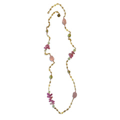 Pink Sapphire and Green Garnet Necklace