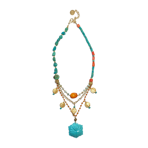 Turquoise & Coral Necklace