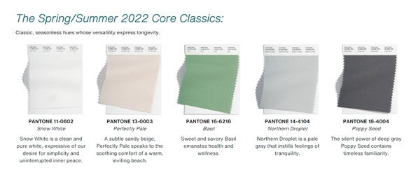 Pantone Spring/Summer Core Classic Palette