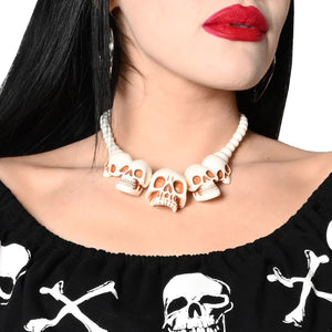 Skull Collection Necklace Bone White - punkaddict.com