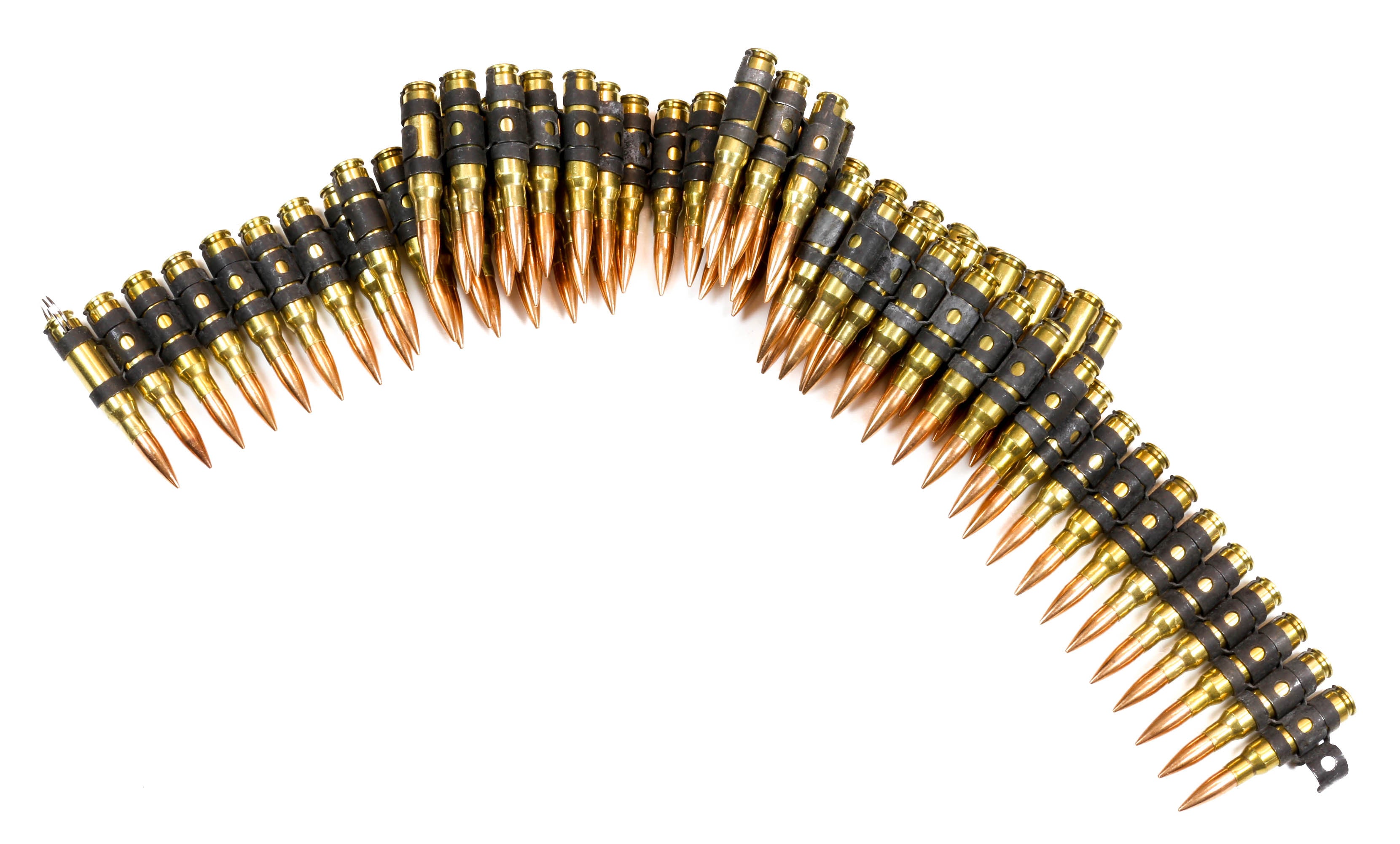 M16 223 Bullet Belt Brass Shell Copper Tips Gun Metal Link