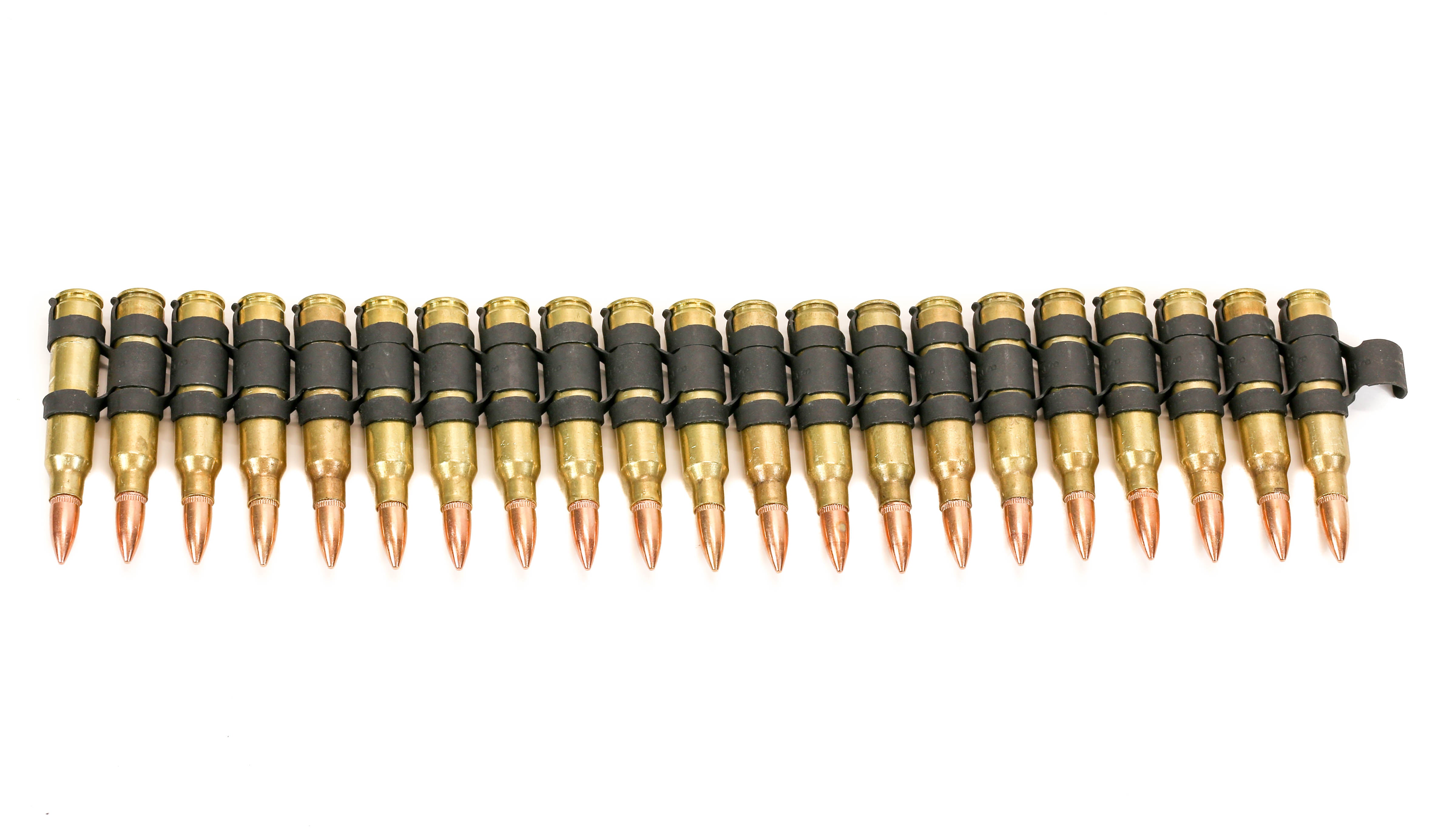 M16 223 Caliber Bullet Belt Brass Shell Copper Tips Black X Link