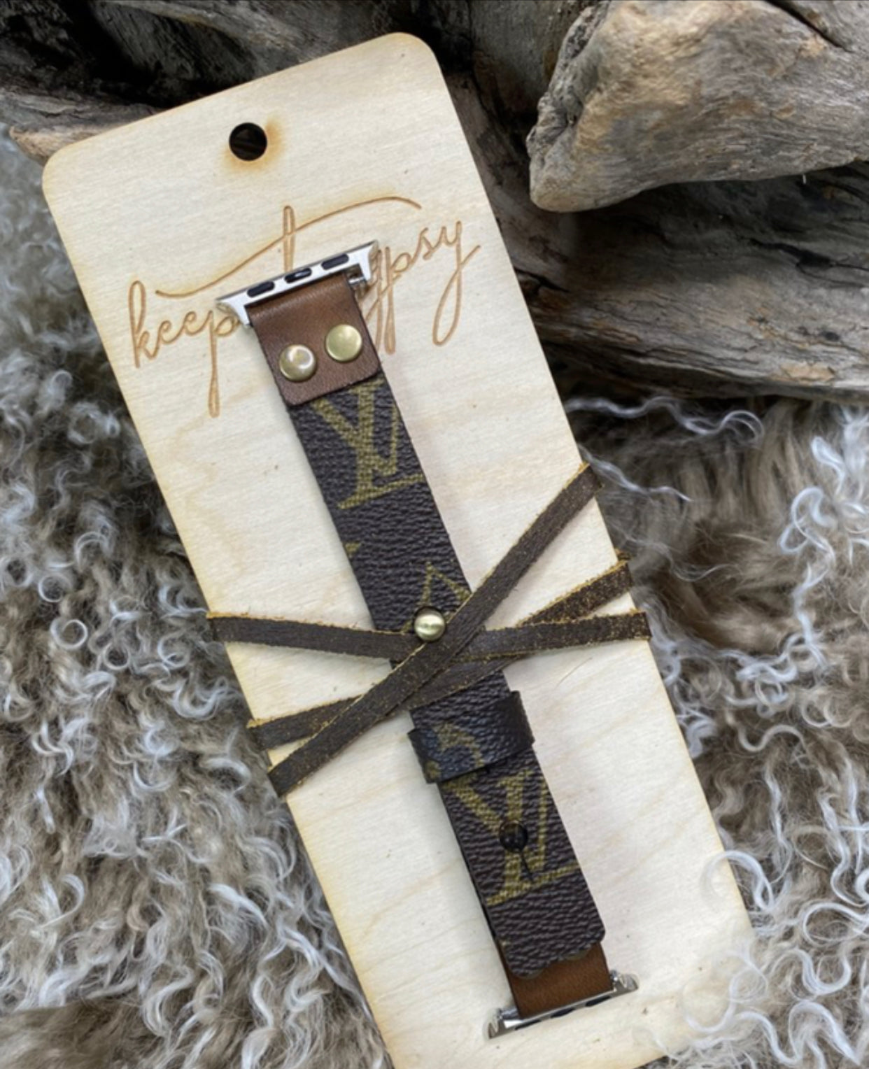 Up-cycled Apple Watch Band Traditional LV Pattern