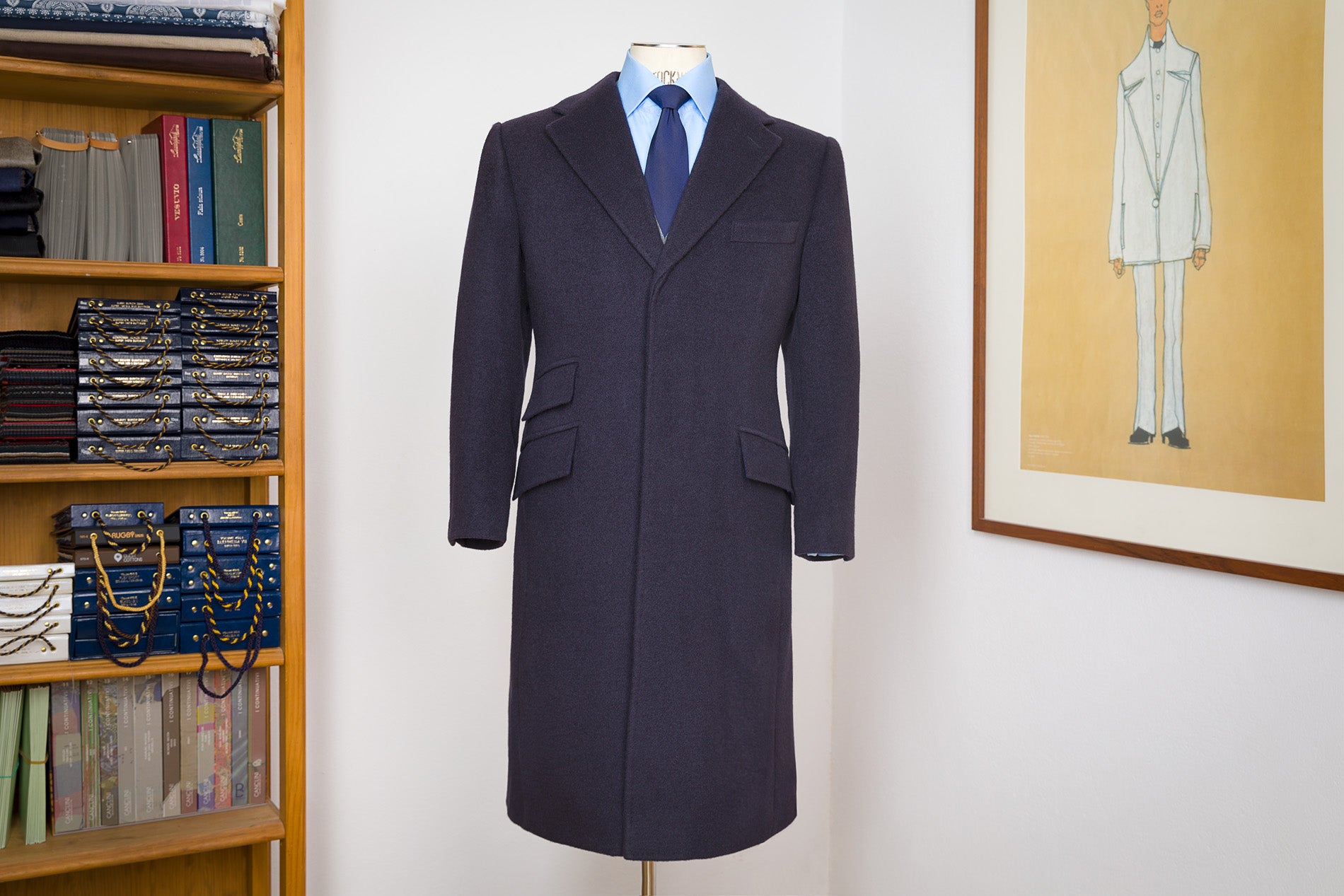 udeshi navy fly front over coat 3 button