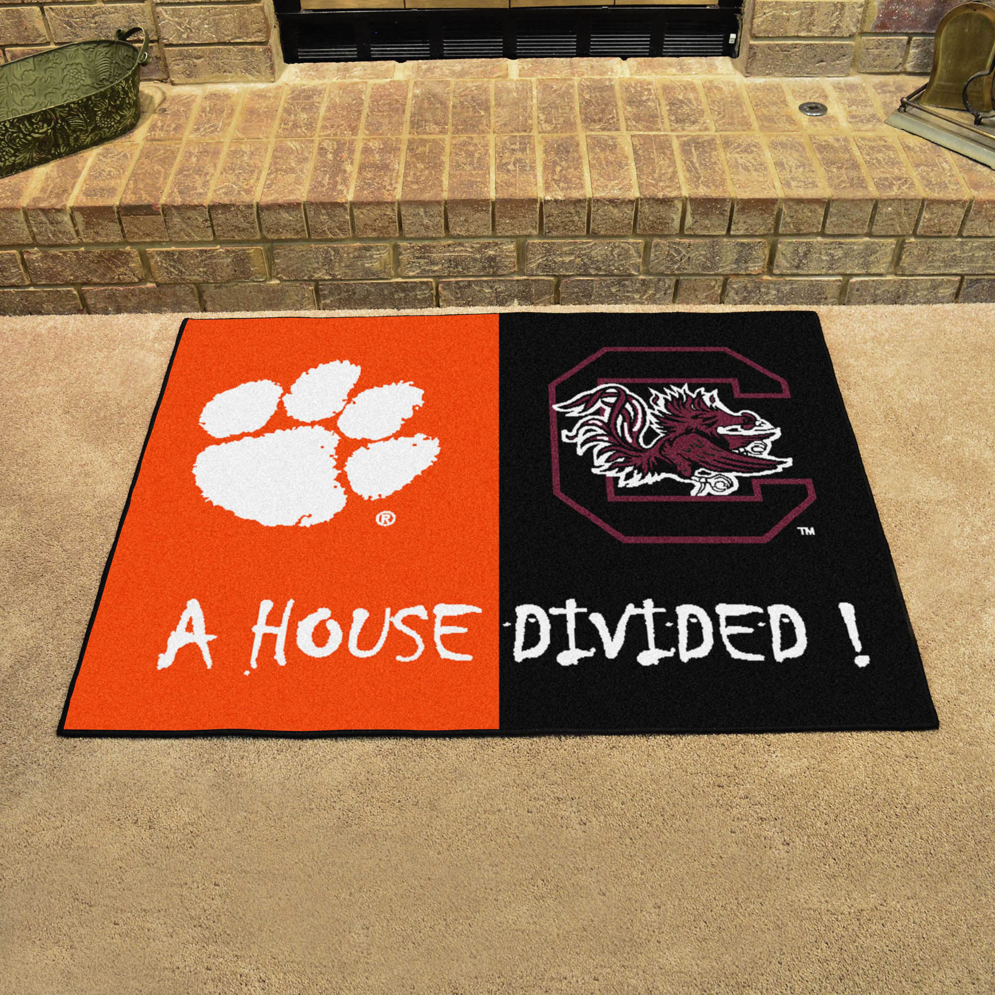 Ncaa Rivalry Rug Clemson Tigers South Carolina Gamecocks House Divided Mat