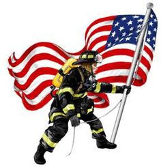 Firefighter and Flag