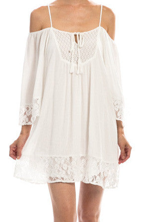 White Lace Yoke Detail Dress – Velvet Bungalow Boutique