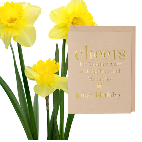 Cheers to another year of laughter and memories birthday card 