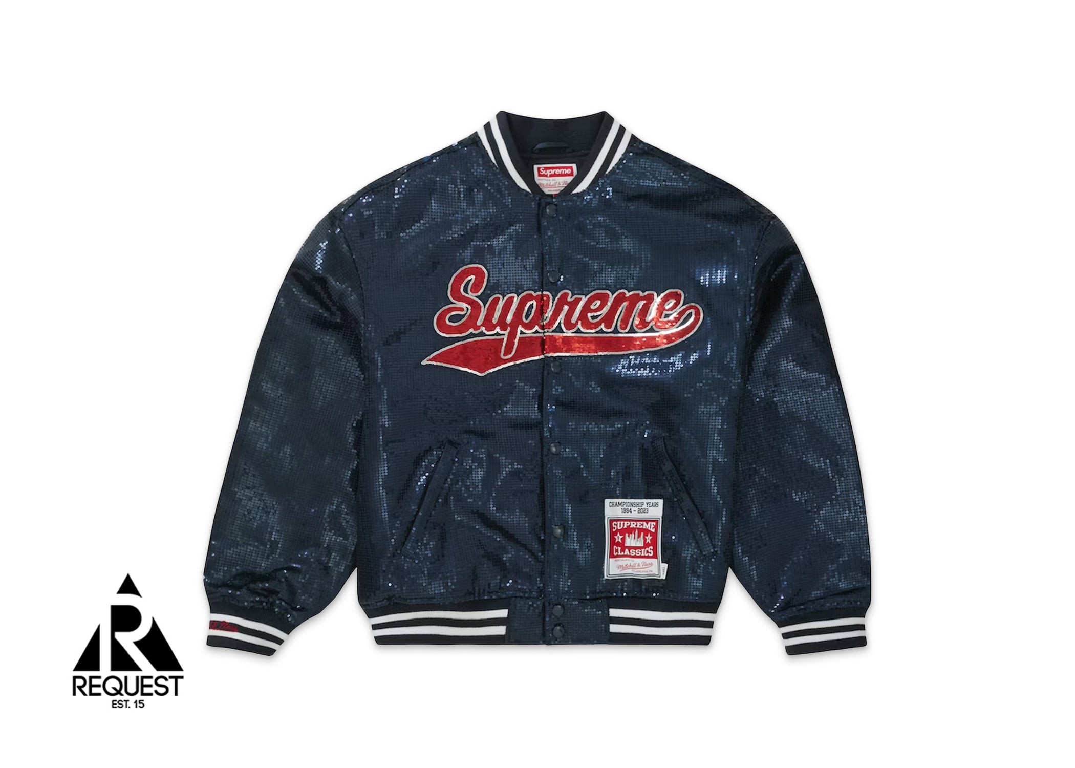 Supreme Mitchell & Ness Sequin Varsity Jacket “Black” | Request