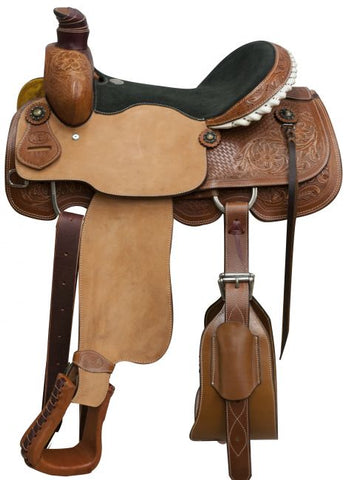 16" Circle S Roper Saddle with Floral tooling #6605