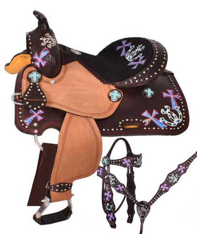 16, 17 Premium Leather Double T training saddle with suede