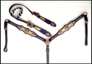 Showman ® Gator print inlay one ear headstall and breast collar