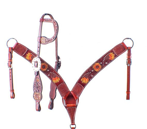 Showman ® Brown & White Checker Print One Ear Headstall and