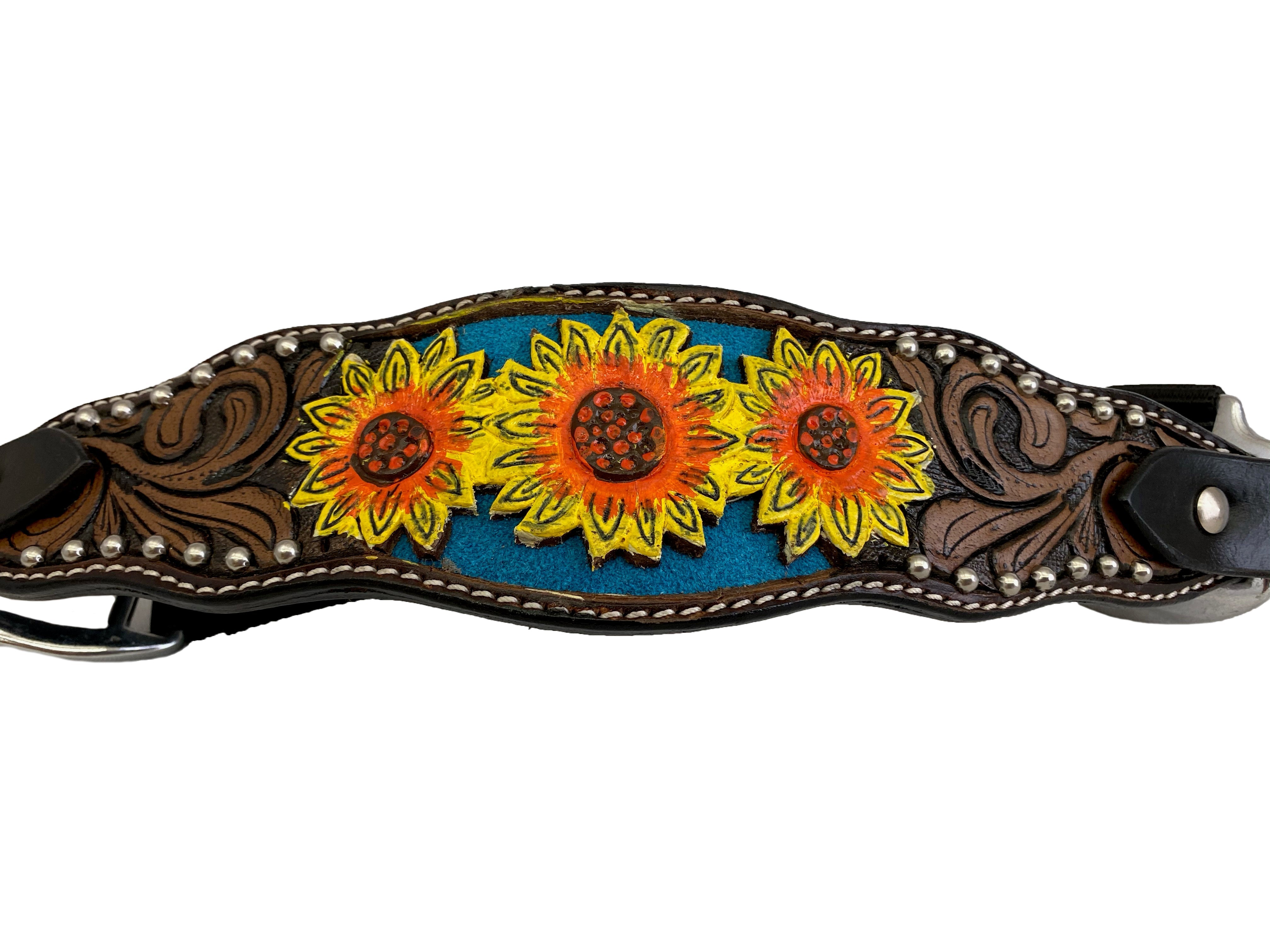 Tooled Leather Horse Noseband / Western Floral Halter / Leather Noseband  With Conchos / Rodeo Bronc Band -  Canada