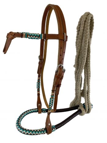 Leather Show Stopper Headstall + Rawhide Braided Bosal - Ranch Hand Store