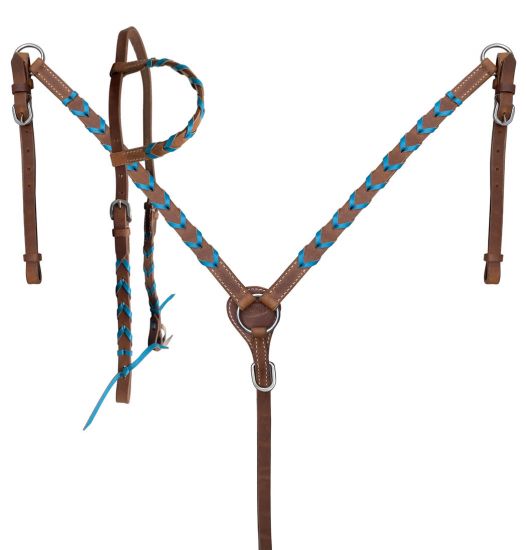 Klassy Cowgirl Leather Single Ear Headstall & Breast Collar Set w