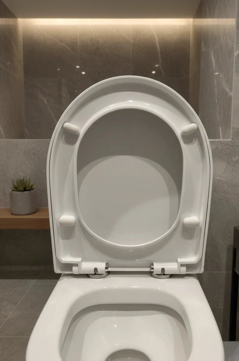 Abattant wc blanc clipsable dans une salle de bain moderne.