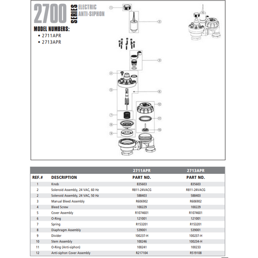 2711DPR Electric Anti-Siphon Valve Threaded Bonnet, 3/4