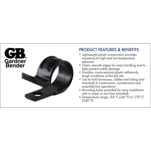Gardner Bender PPC-1550 Plastic Clamp, 1/2 inch - 12 clamps